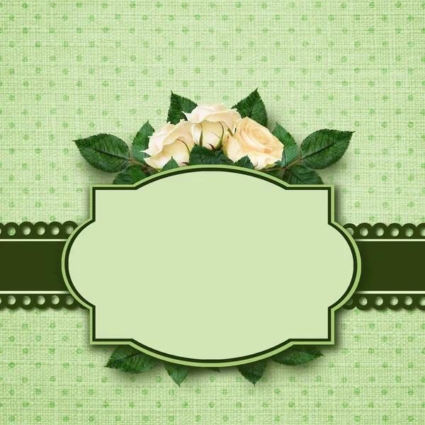 Rose flowers arrangement and frame — Stock Photo, Image